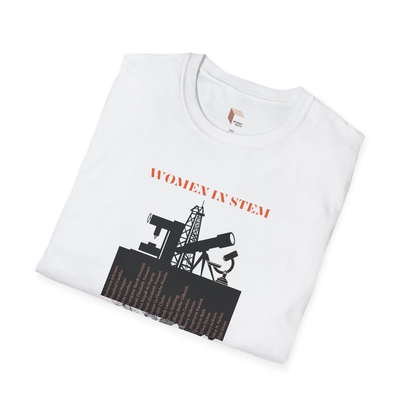 STEM Women Softstyle T-Shirt with Portraits & Tools Design