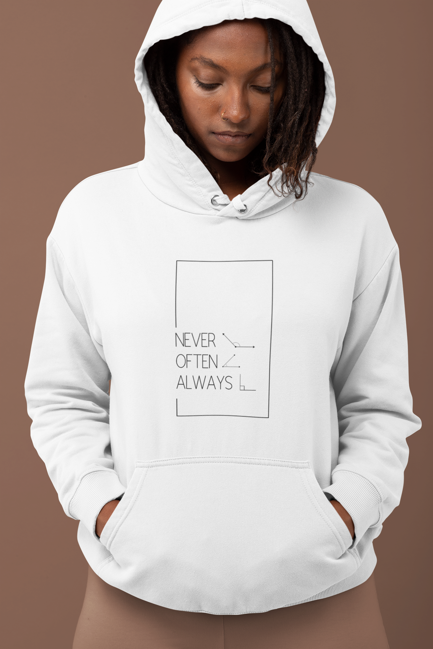 Geometric Puns College Hoodie for Women - White Text