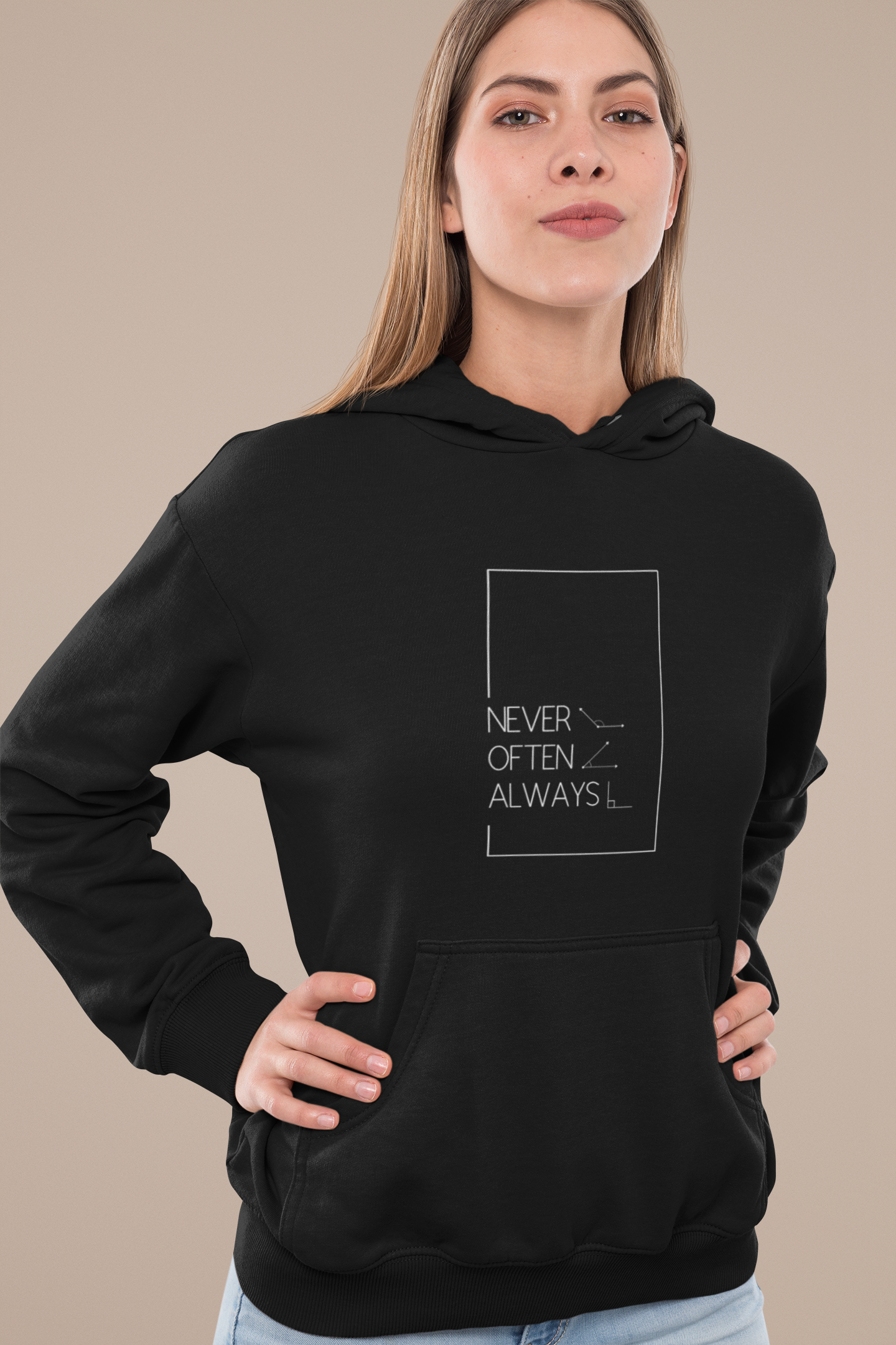 Black Geometric Puns College Hoodie for Women