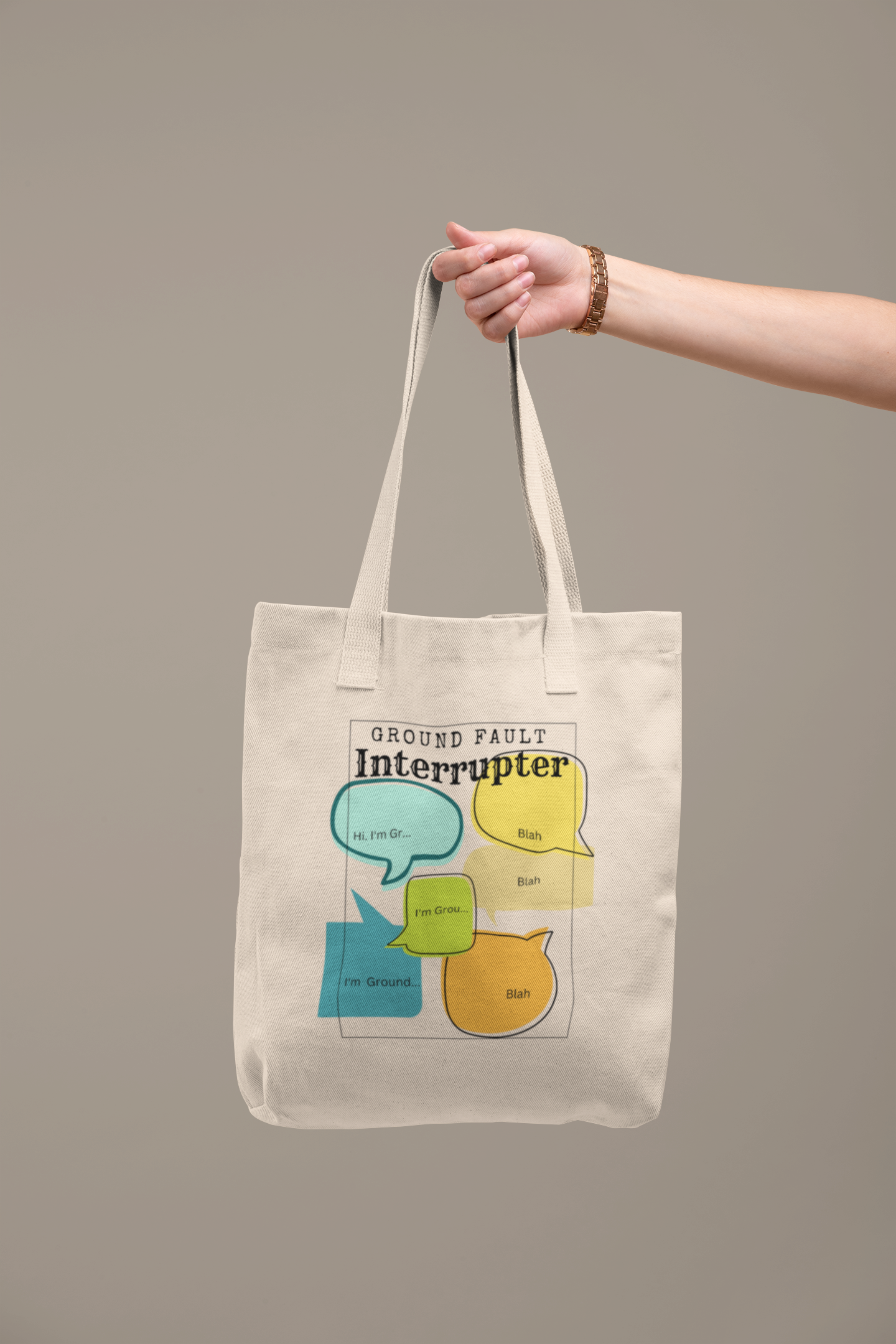 Canvas Tote Bag - Electro Mechanical Pun Design