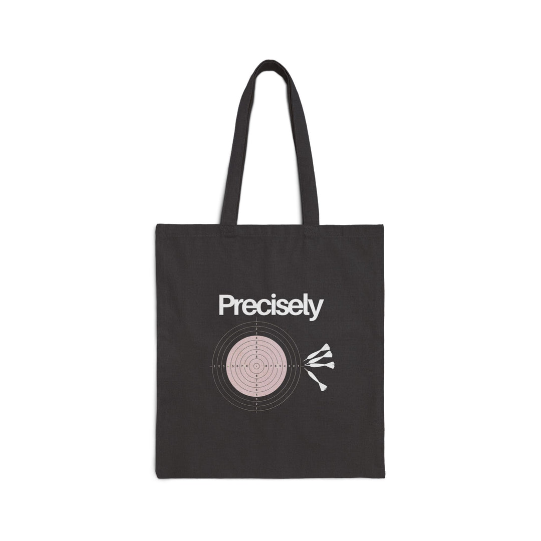 Black Canvas Tote Bag - Physics Pun about Precision