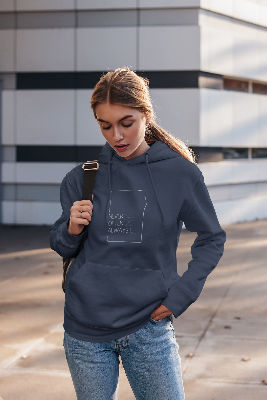 Black Geometric Puns College Hoodie for Women