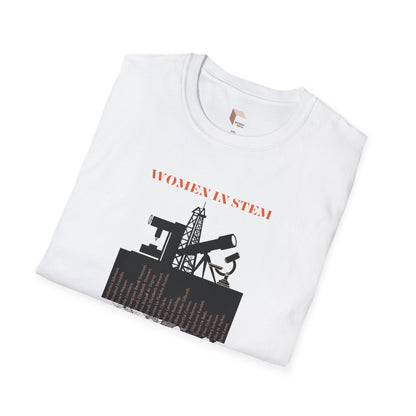 STEM Women Softstyle T-Shirt with Portraits & Tools Design