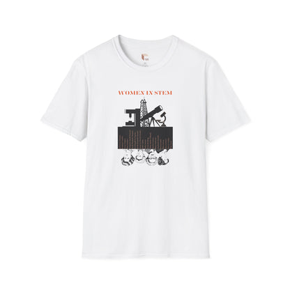 STEM Women Softstyle T-Shirt with Portraits & Tools Design