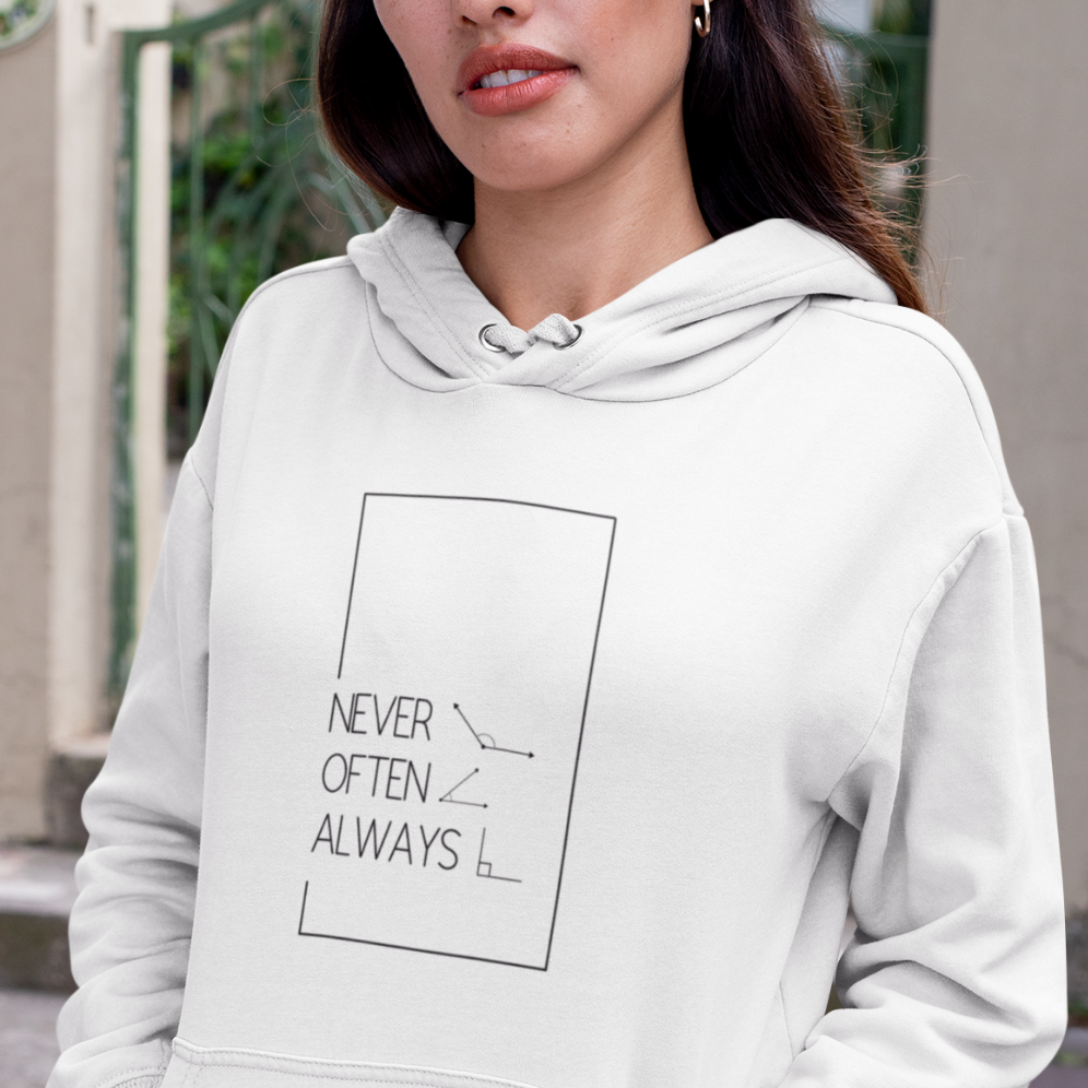 White Geometric Puns College Hoodie for Women - Stylish and Comfy Winter Wear