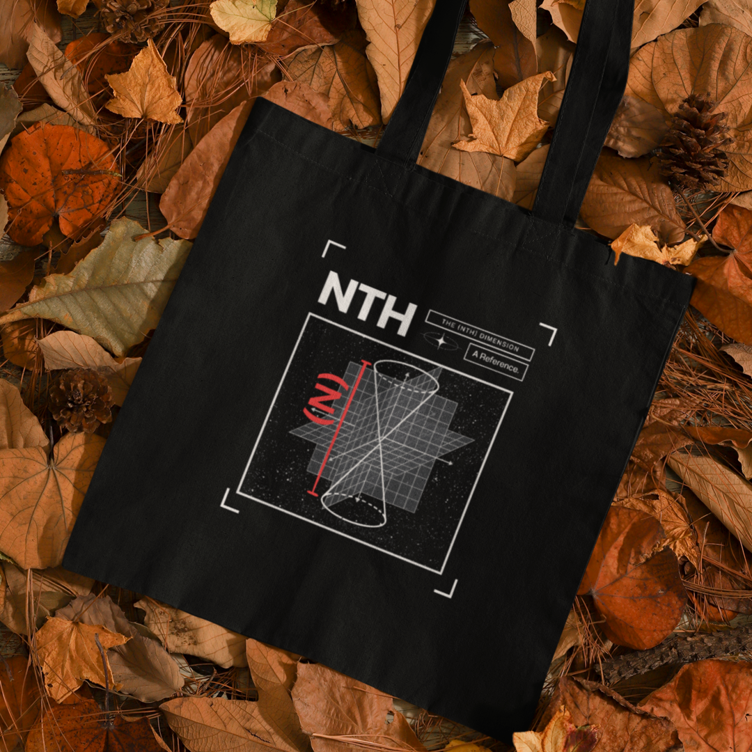 A Reference Dimension. Tote Bags Printed with STEM Puns.