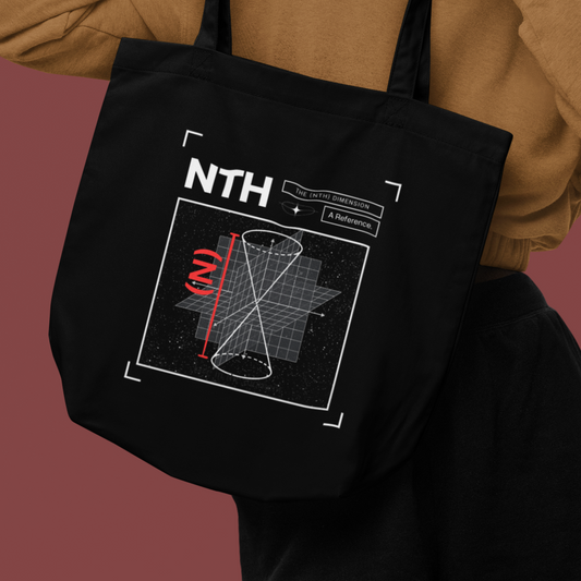 A Reference Dimension. Tote Bags Printed with STEM Puns.