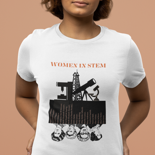 STEM Women Softstyle T-Shirt with Portraits & Tools Design