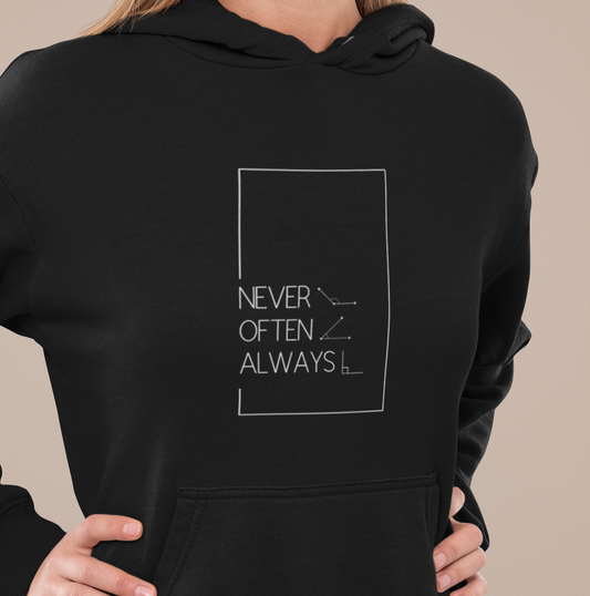 Black Geometric Puns College Hoodie for Women