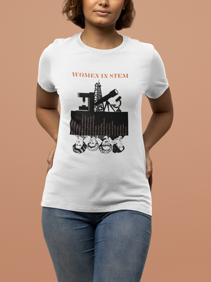STEM Women Softstyle T-Shirt with Portraits & Tools Design
