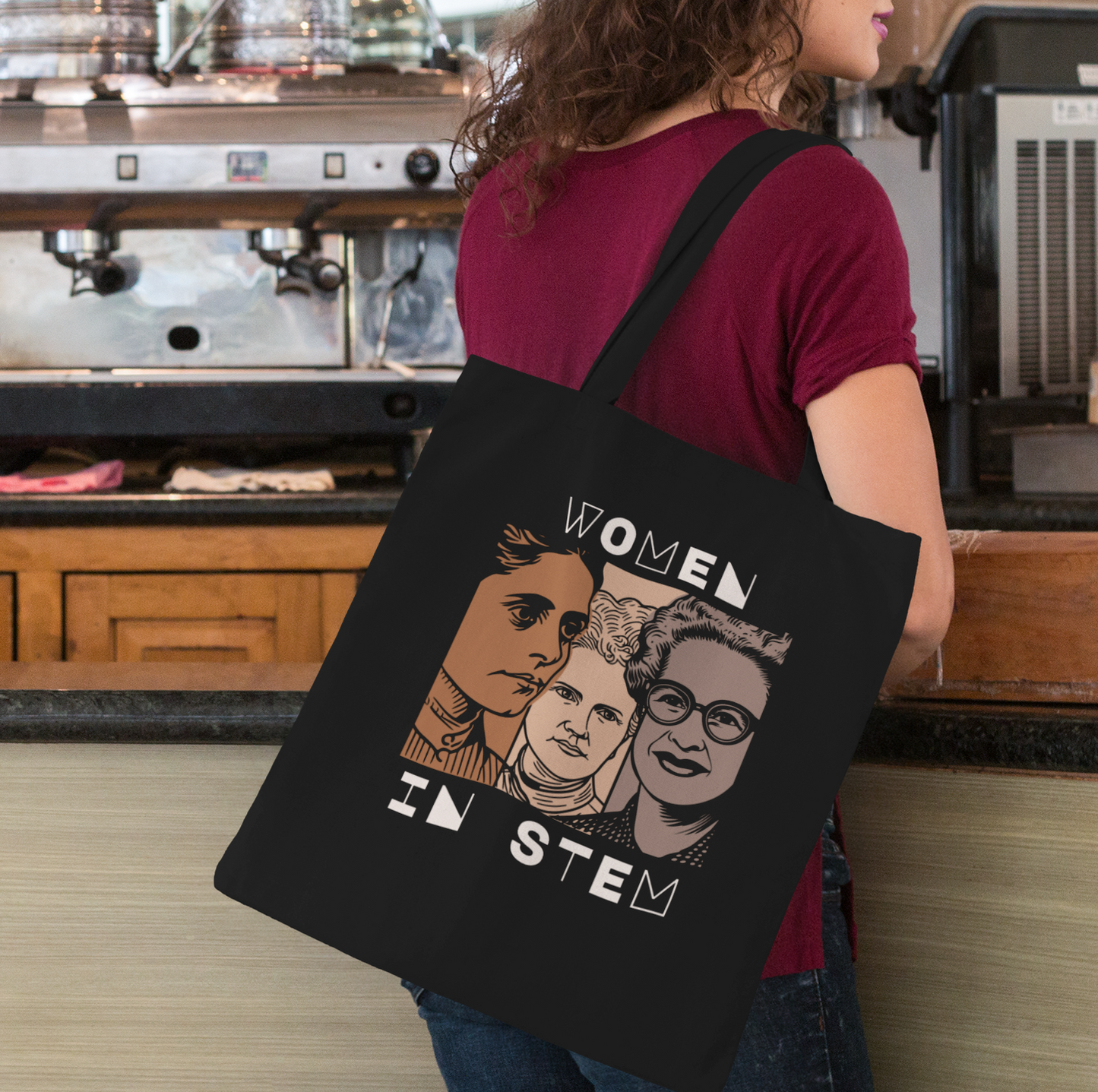 Canvas Tote Bag, Color Block Famous Women in STEM.